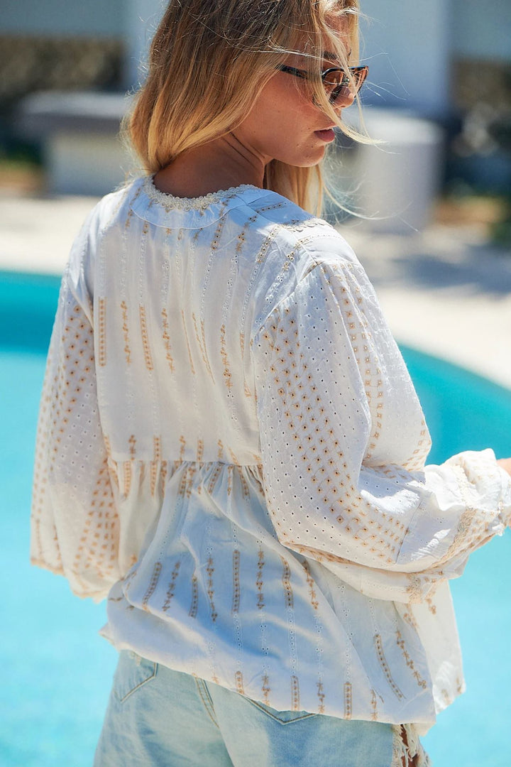 Jaase White Embroidered Sundays Blouse