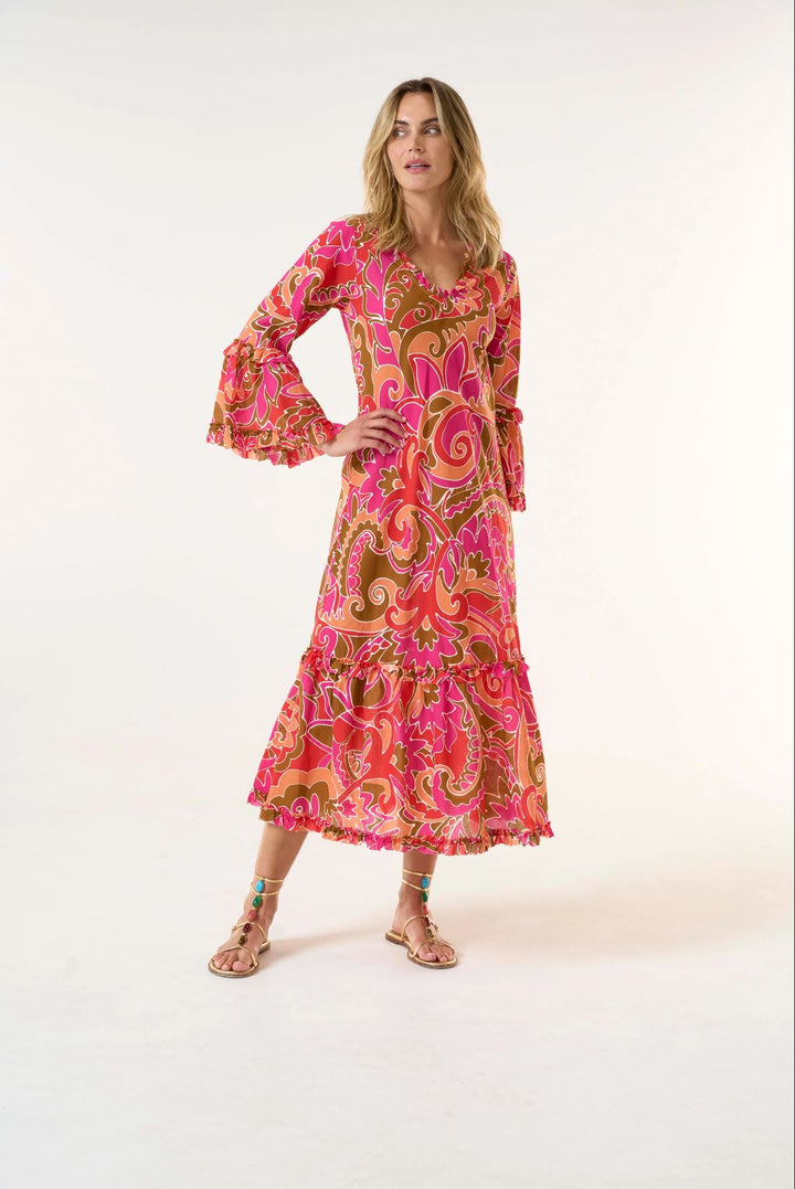 OneSeason Long Coral Indi-St Georges Dress