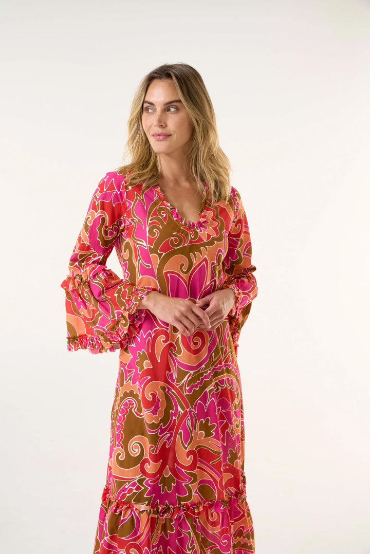 OneSeason Long Coral Indi-St Georges Dress