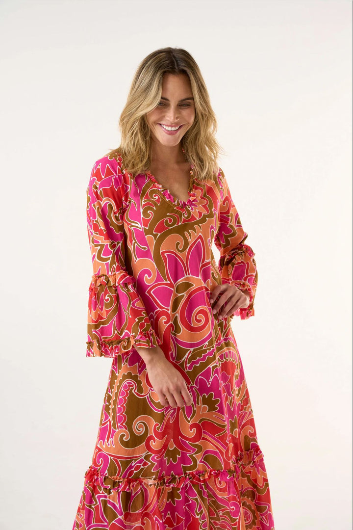 OneSeason Long Coral Indi-St Georges Dress