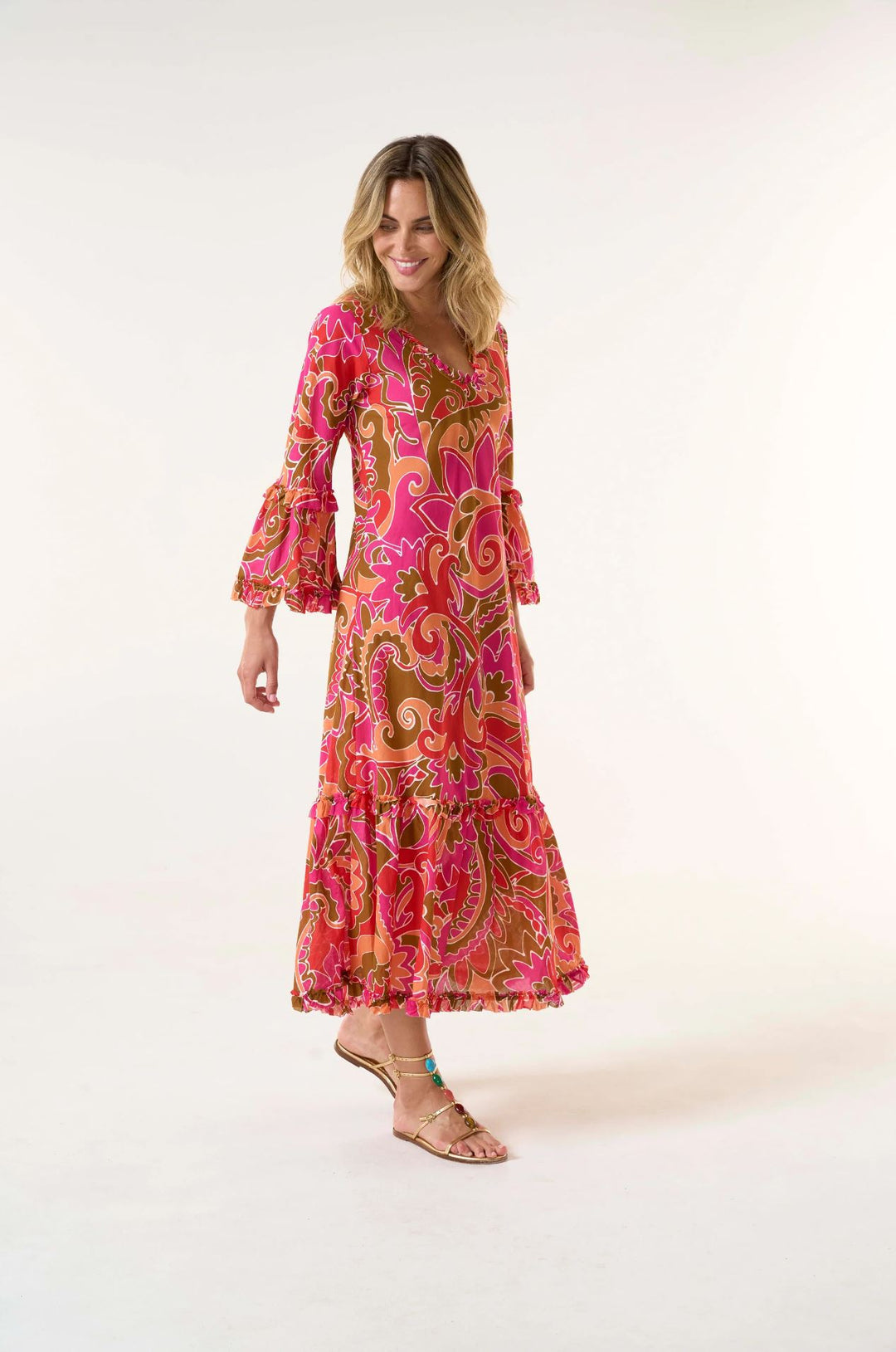 OneSeason Long Coral Indi-St Georges Dress