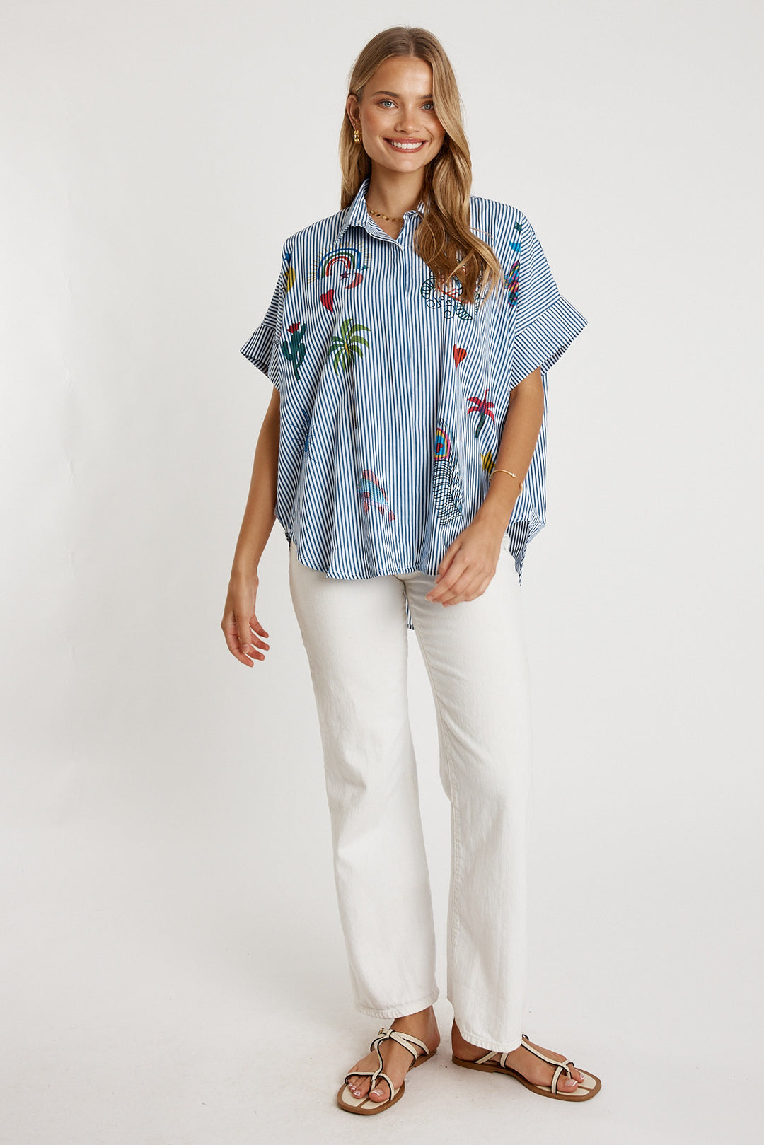 LulaLife Tillie Shirt Navy Stripe