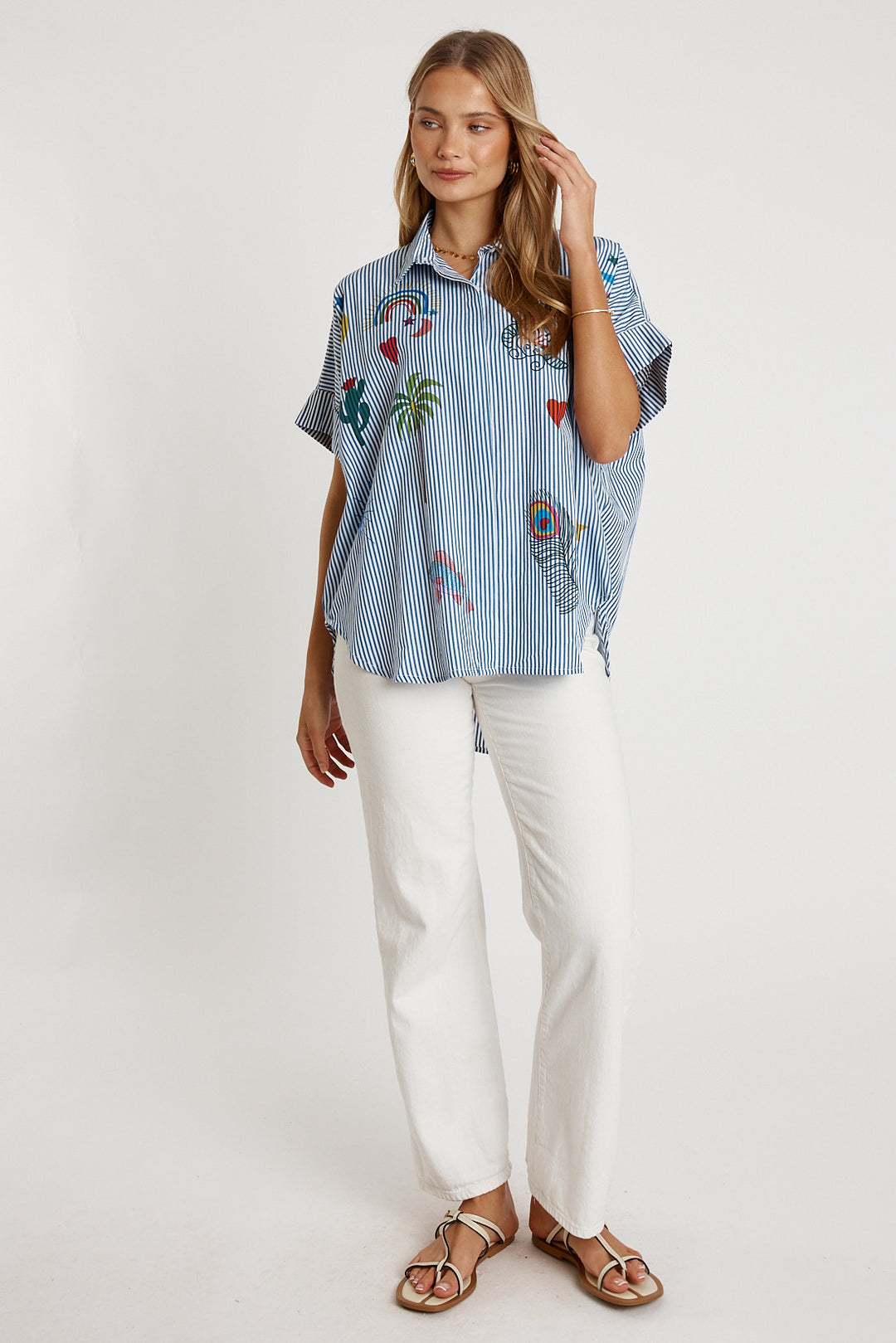 LulaLife Tillie Shirt Navy Stripe