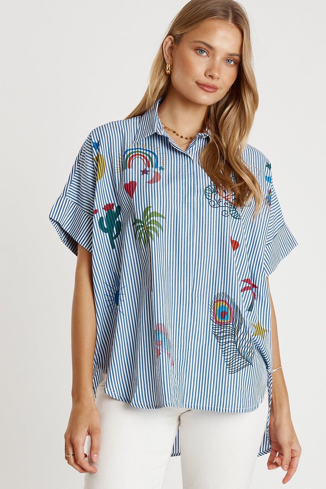 LulaLife Tillie Shirt Navy Stripe