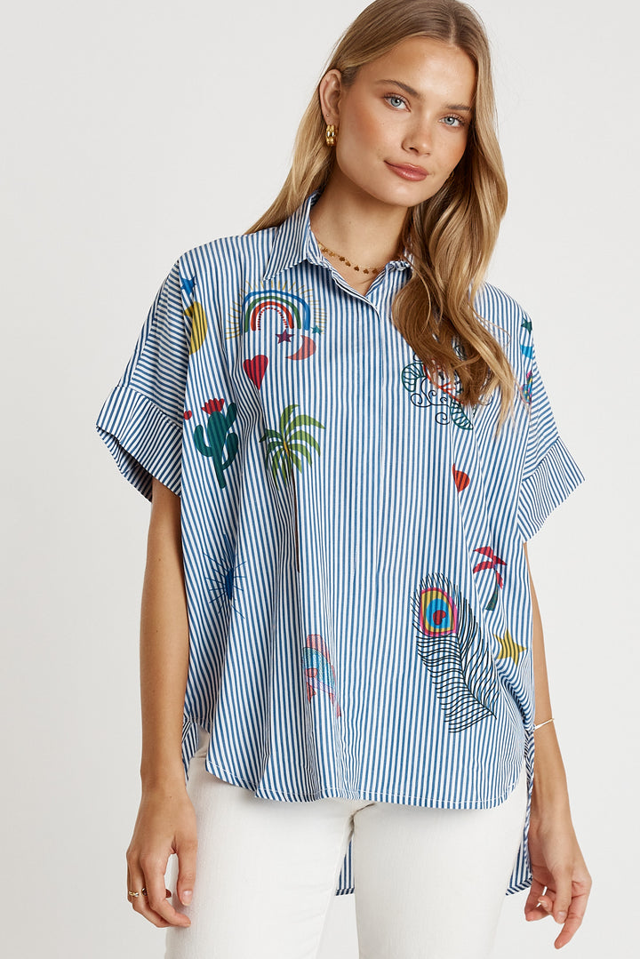 LulaLife Tillie Shirt Navy Stripe