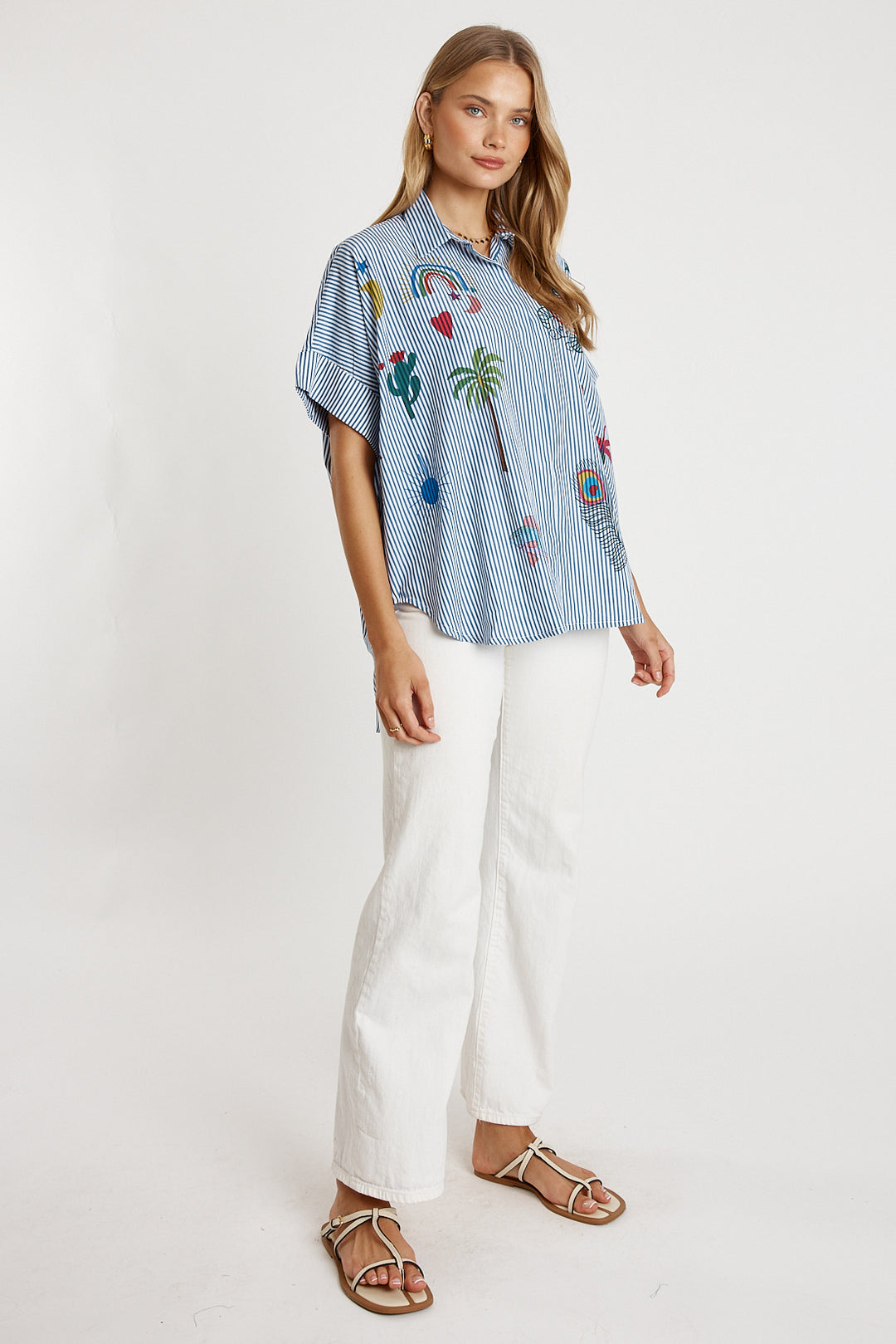 LulaLife Tillie Shirt Navy Stripe