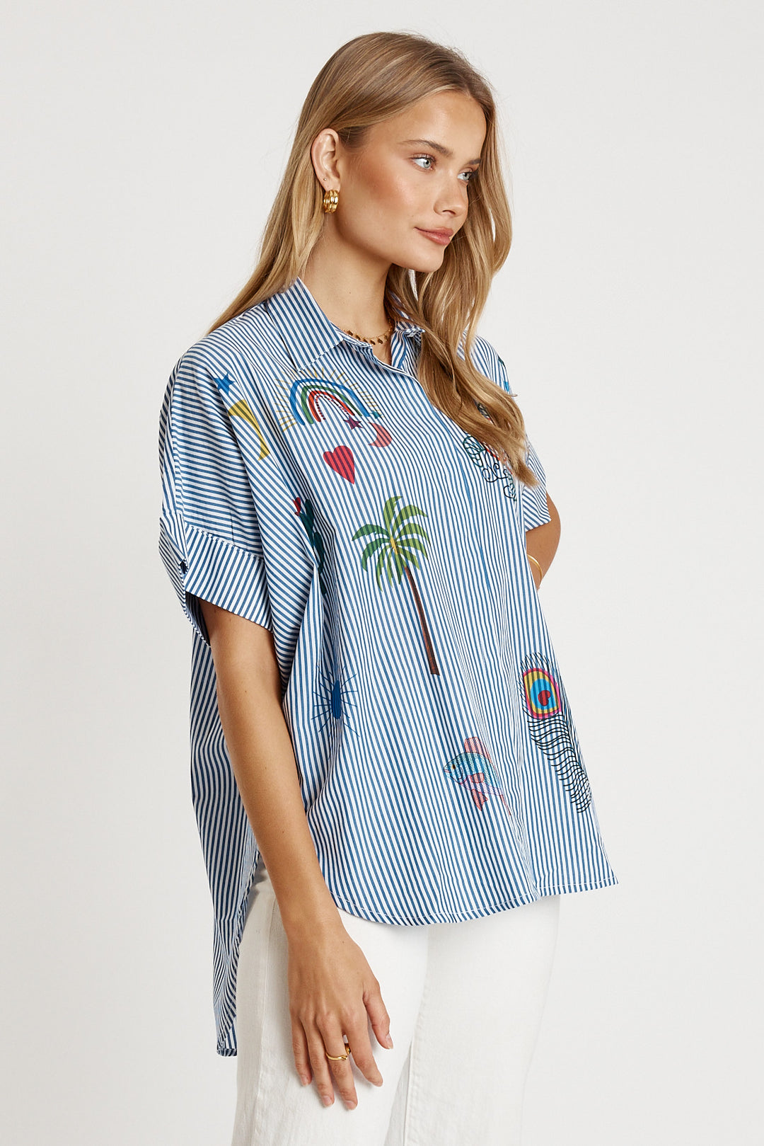 LulaLife Tillie Shirt Navy Stripe