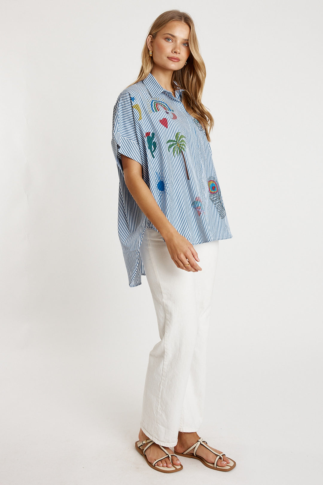 LulaLife Tillie Shirt Navy Stripe