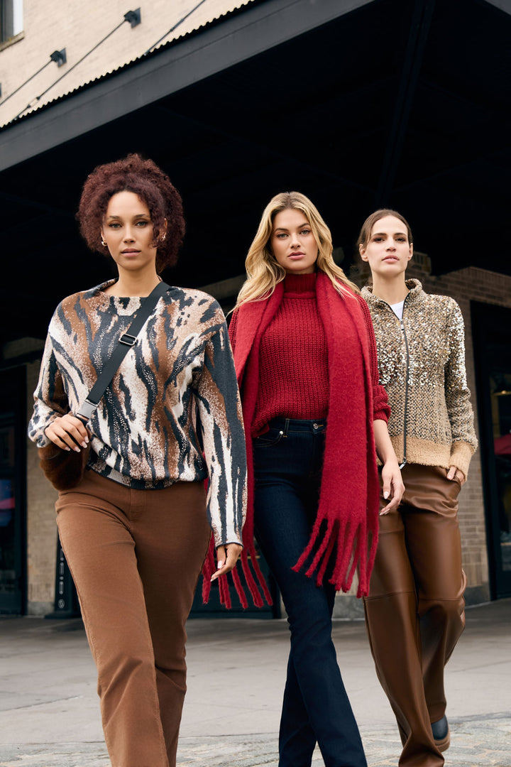 Monari Sequin Cardigan Jacket - Cognac