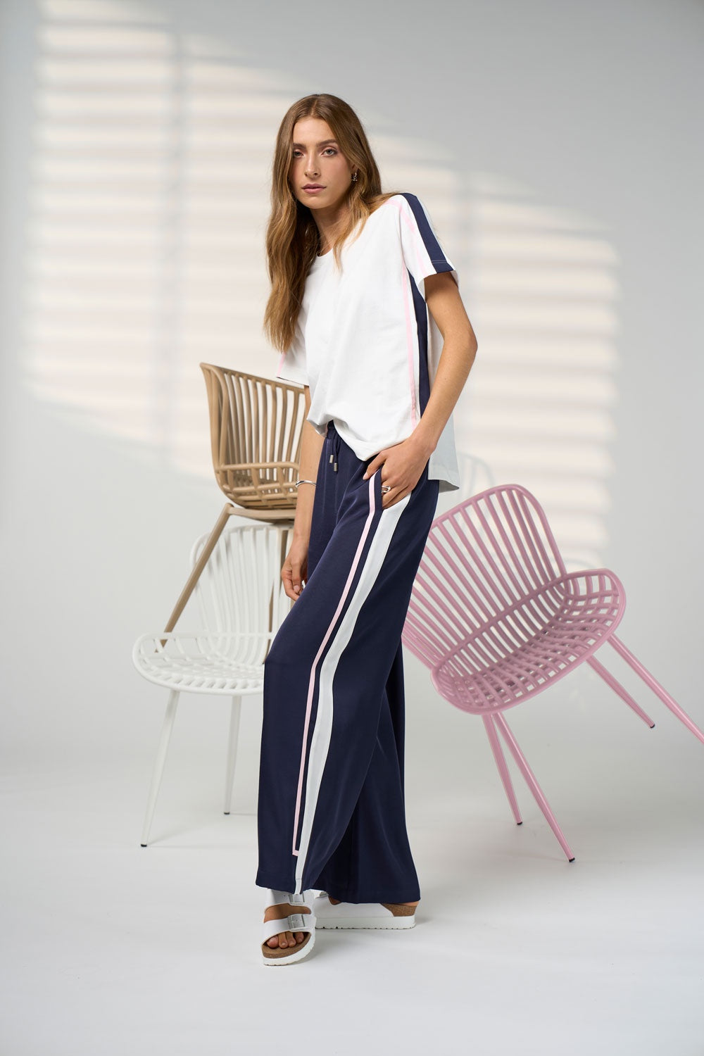 Madly Sweetly Contour Tee - Navy Wht