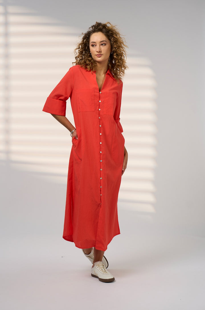 Madly Sweetly Drift Shirt Dress - Orange