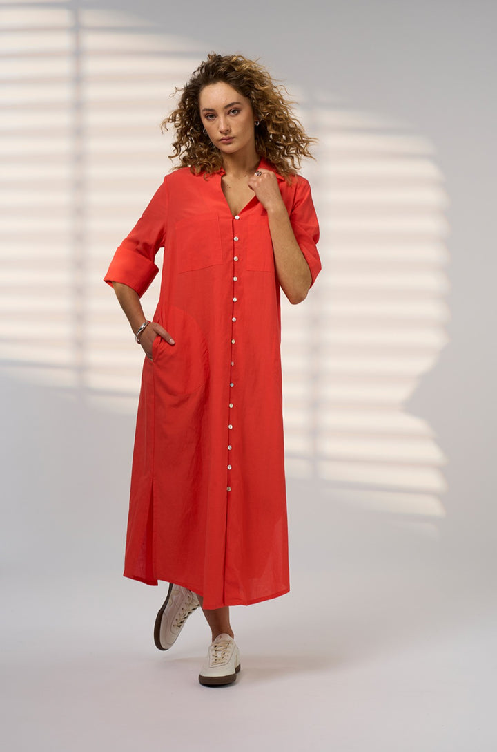 Madly Sweetly Drift Shirt Dress - Orange