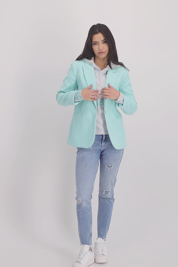 Monari Mint Lapel Collar Blazer