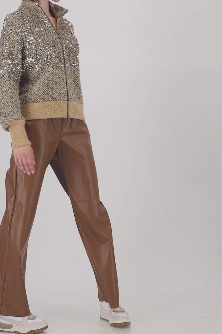 Monari Sequin Cardigan Jacket - Cognac