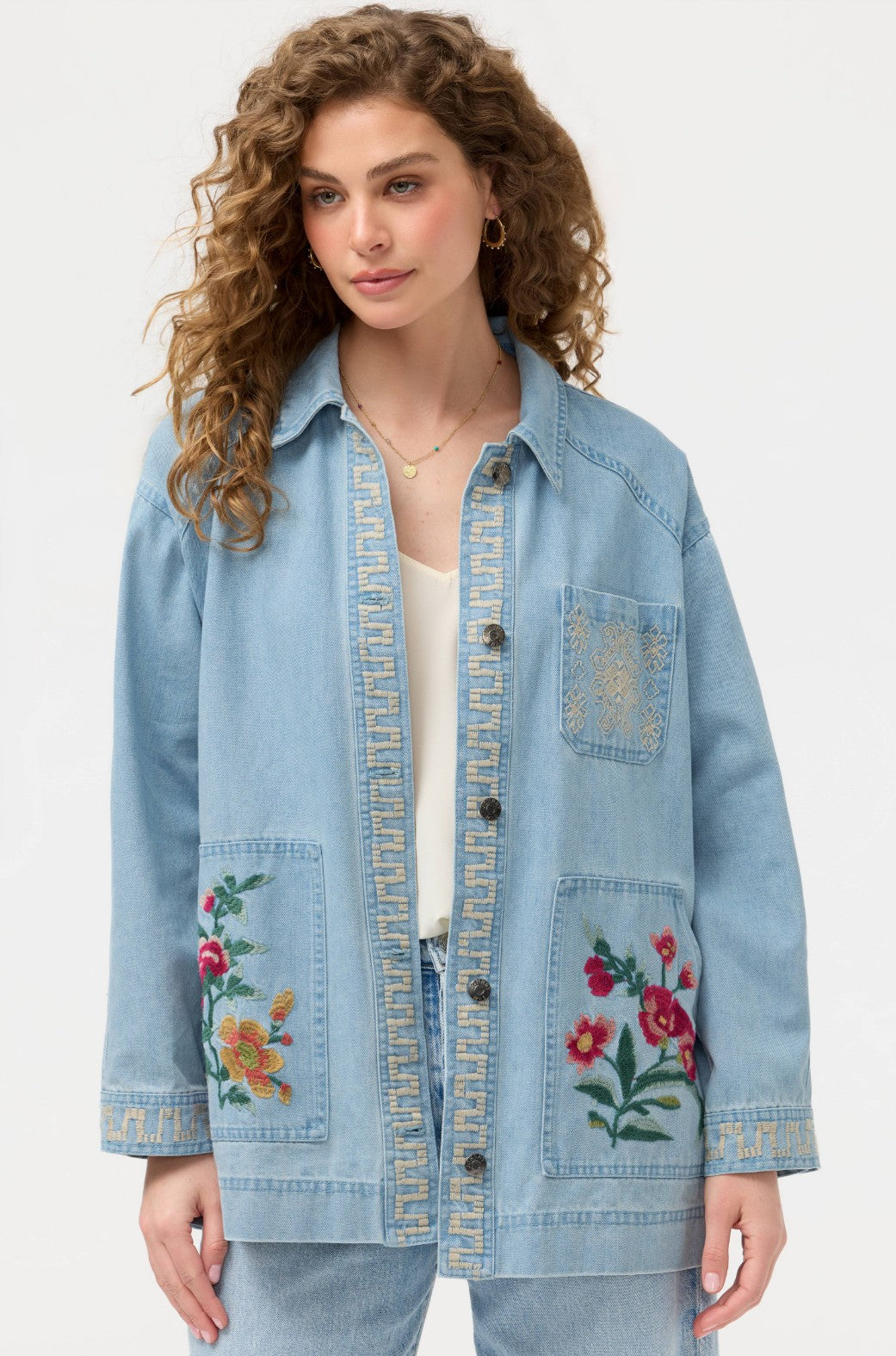 Johnny Was Sunnie Oversized Denim Jacket